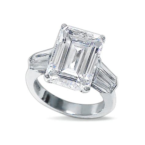 Emerald Classic Cut Double Baguette Cz Solitaire Engagement Ring Mystique Of Palm Beach