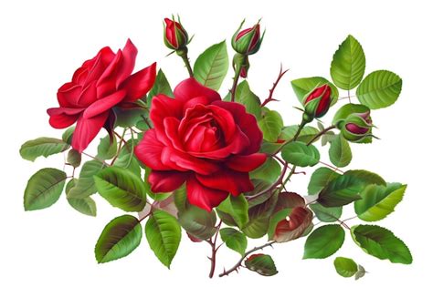 Una Hermosa Rosa Roja Brillante Planta Hojas Verdes Y Jardines De