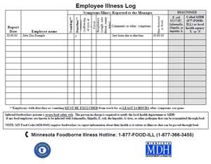 Employee Illness Log MN Dept Of Health