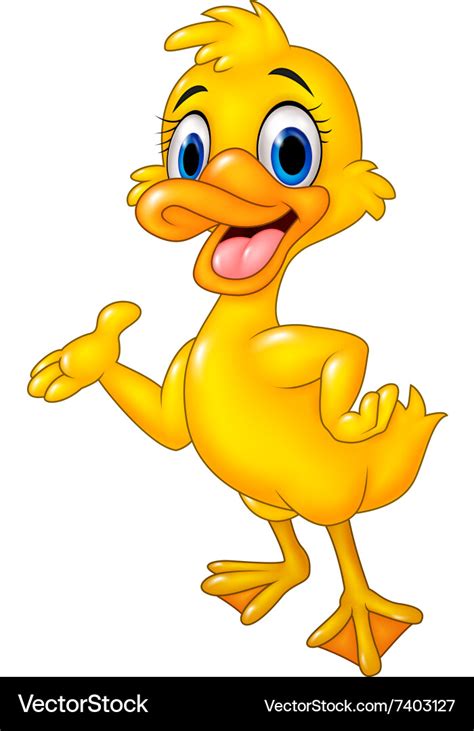 Cartoon Happy Duck Presenting Isolated Royalty Free Vector