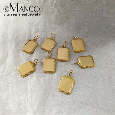 Emanco Square Tags Cards Charm Pendant Man Diy Necklace Pendants