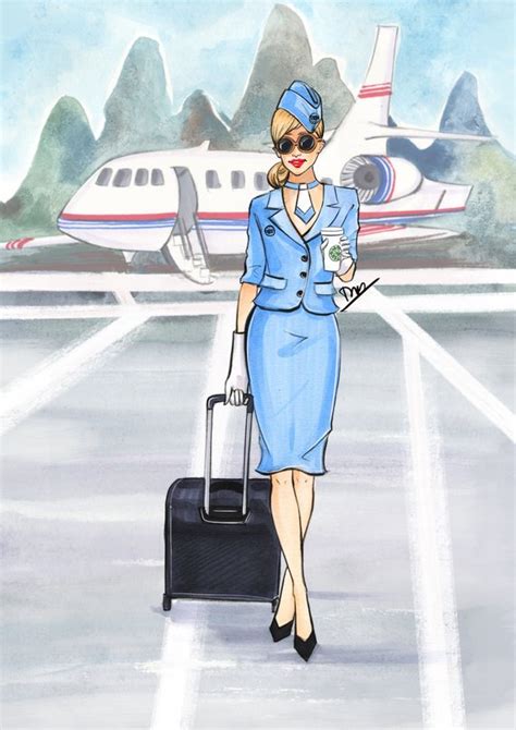 Flight Attendant Drawing at PaintingValley.com | Explore collection of ...