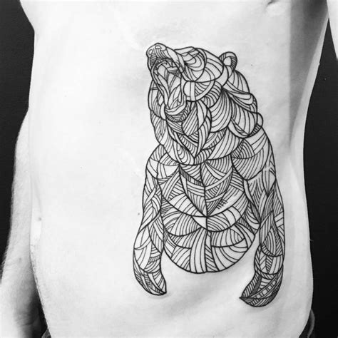 Geometric Bear Tattoo Located On The Rib