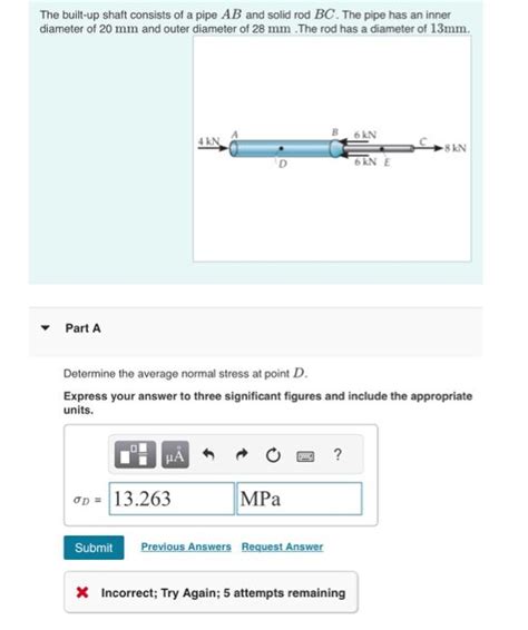 Solved The Built Up Shaft Consists Of A Pipe AB And Solid Chegg