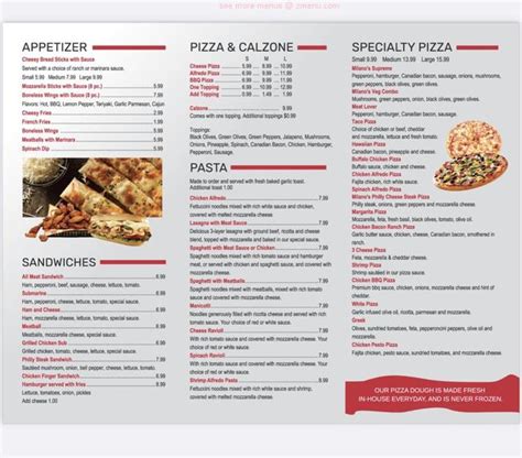 Online Menu Of Milanos Pizza And Pasta Restaurant Purvis Mississippi