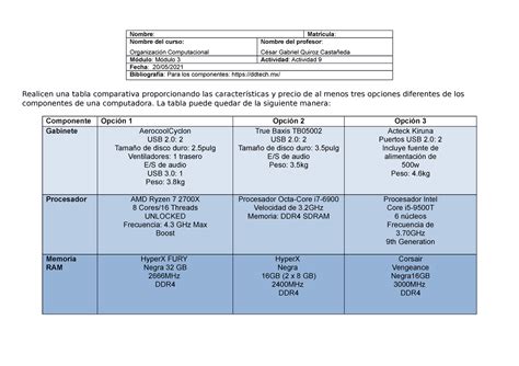 Act9 Actividad 9 Nombre Matrícula Nombre del curso