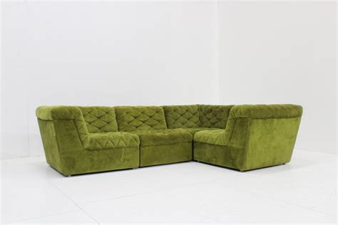 Vintage Modular Sofa In Green Velvet From Laauser S Set Of For