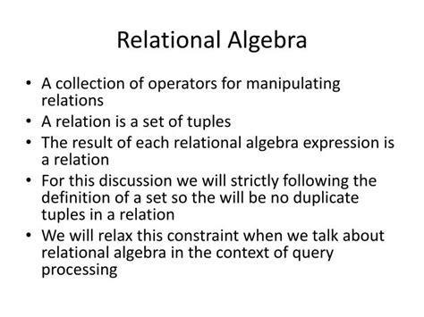 Ppt Relational Algebra Powerpoint Presentation Free Download Id