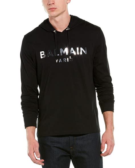 Balmain Cotton Logo Hoodie In Black For Men Lyst