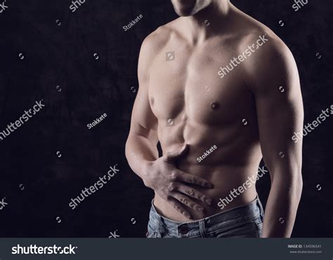 Naked Torso Man Man Holding Stomach Stock Photo Shutterstock