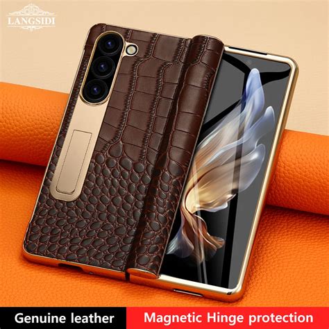 Langsidi Brand Luxury Genuine Leather Shockproof Case For Samsung