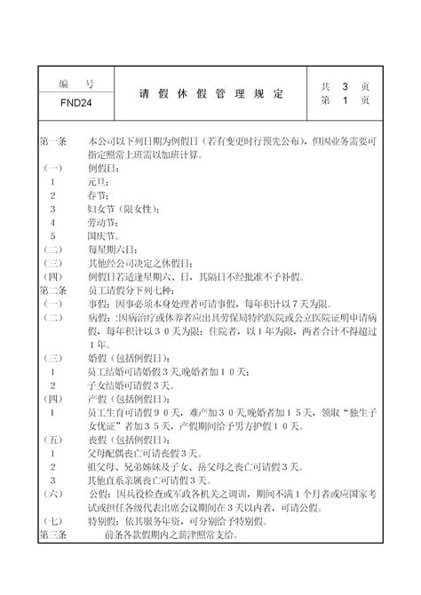 公司请假休假管理规定word模板 我拉网