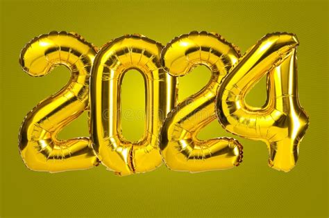 New Year 2024 Celebration Golden Yellow Foil Color Balloons 2024