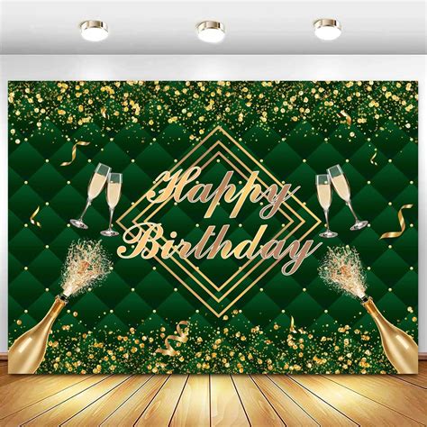 Amazon AIBIIN 7x5ft Green Gold Birthday Backdrop Happy Birthday