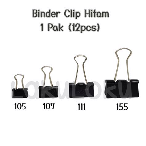 Jual Binder Clip Penjepit Kertas Hitam Ukuran No 105 107 111 155