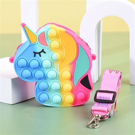 Pop It Tas Fidget Toys Unicorn Rainbow Eenhoorn Antistress