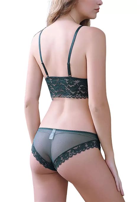 Buy Zitique Sexy Lace Lingerie Set Bra And Panty Green Online Zalora