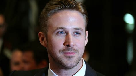 Blue Eyes Ryan Gosling Is Wearing Coat Suit Standing In Black Lights ...