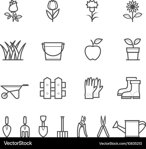 Gardening Icons Royalty Free Vector Image Vectorstock