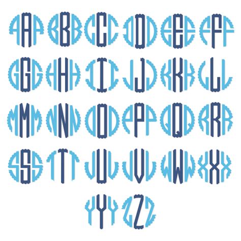 Two Letter Scalloped Circle Monogram Svg Font Letters Alphabet Cut File