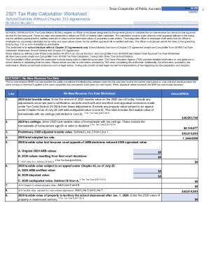 Fillable Online Tax Rate Calculation Worksheet Tom Green County