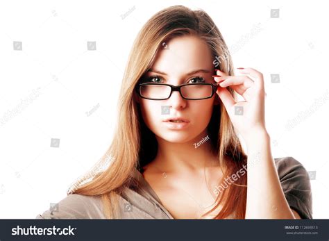 Sexy Blonde Woman Wearing Glasses Isolated Stock Photo Shutterstock