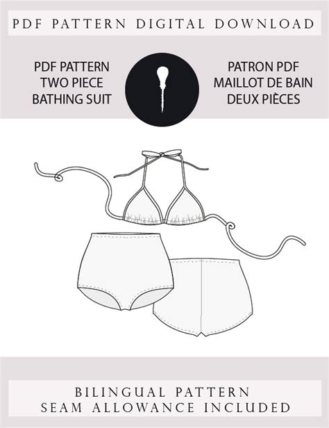 Triangle Top Swimsuit Pattern Xs To Xl Pdf Bathing Suit Pattern Etsy