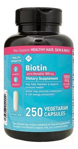 Biotina Biotin 10000 Mcg Keratina Vitamina C 250 Cap Sabor Sin Sabor