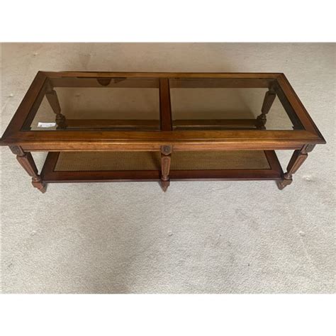 Vintage Wooden & Glass Top Coffee Table - Beck Auctions Inc.