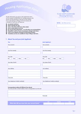 Fillable Online Shepway Gov Housing General Form 2006 Shepway