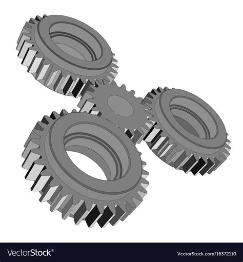 Three Dimensional Toothed Wheels Royalty Free Vector Image