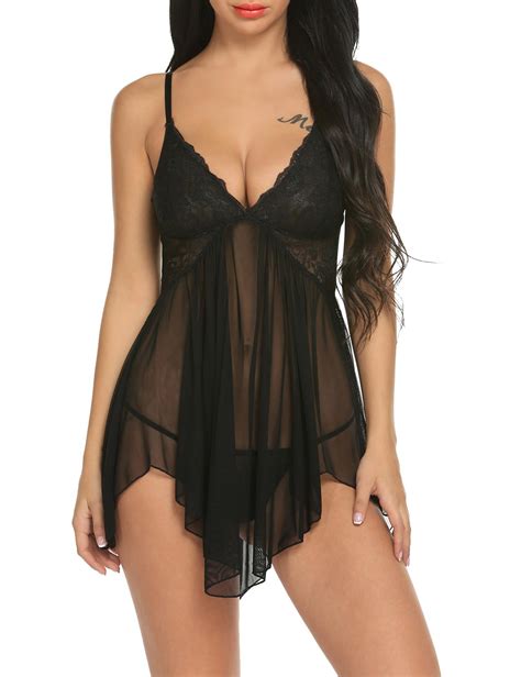 Avidlove Women Lingerie Lace Babydoll V Neck Sexy Sleepwear Strap