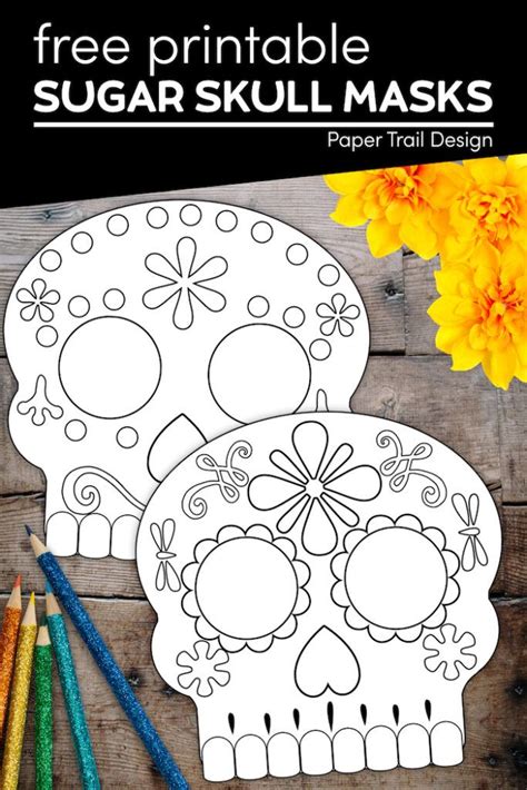 Day Of The Dead Masks Sugar Skulls Free Printable Artofit