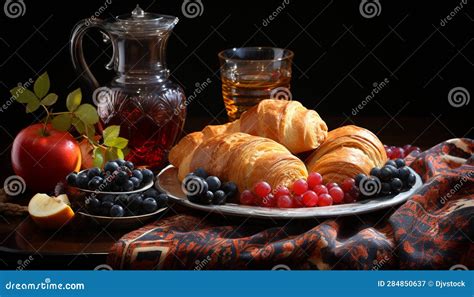 Freshness And Sweetness On A Wooden Table A Gourmet Fruit Dessert