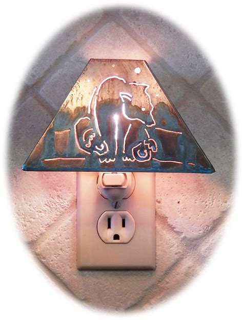 Decorative Night Light With Copper Shade Sitting Bear Design