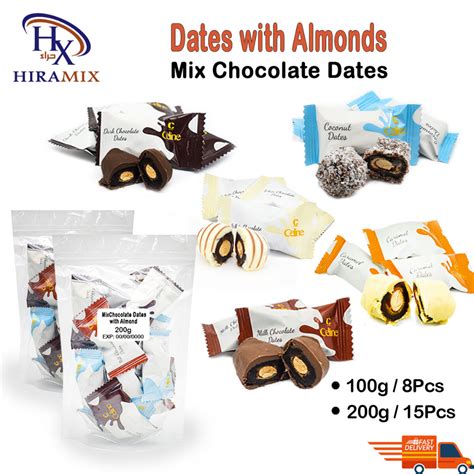 Kurma Badam Coklat Almond Chocolate Dates Kurma Almond White Chocolate