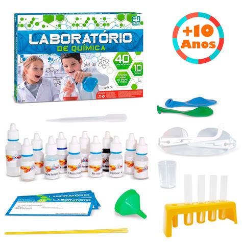Laboratório De Brinquedo - Brinquedo infantil Laboratório de Química 40 experimentos 10 elementos ...