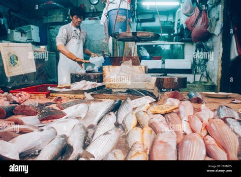 Fishmonger Or Fish Seller Stock Photo Alamy