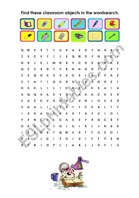 Classroom Objects Wordsearch Part 2 ESL Worksheet By Evelinamaria