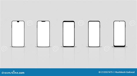 Smartphones Realistas Modelos De Tela Branca Em Branco Ilustração