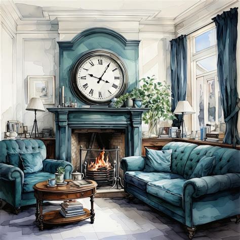 Premium Photo Watercolor Vector Illustration Of A Living Room