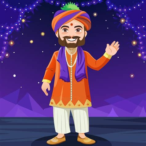 Vector Cartoon Illustration Of Punjabi Man Premium Ai Generated Image