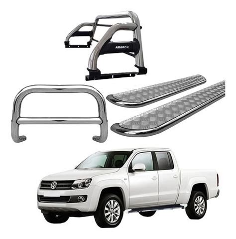 Kit Quebra Mato Estribo Chapa Santo Ant Amarok Cd Cromado Just Parts