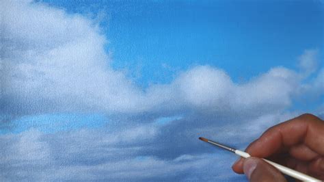 How To Paint Fluffy Clouds Realistic Cloud And Landscape Painting