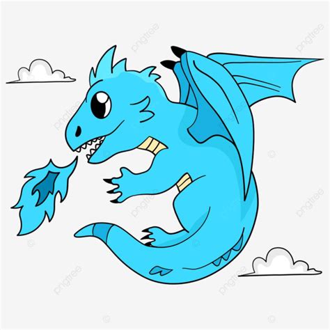 El Dragón Azul Está Volando PNG dibujos Mitología Personaje Azul PNG