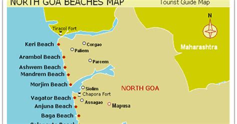 Visit.India: North Goa Map with beaches names