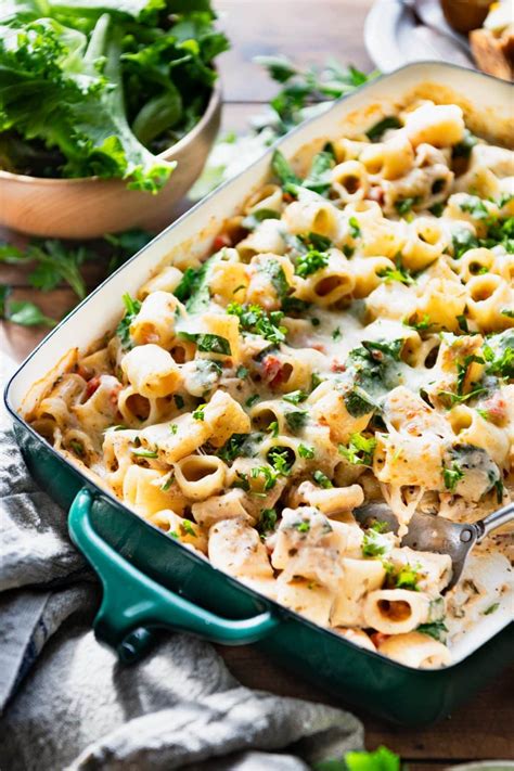 Dump And Bake Chicken Pesto Alfredo Pasta The Seasoned Mom