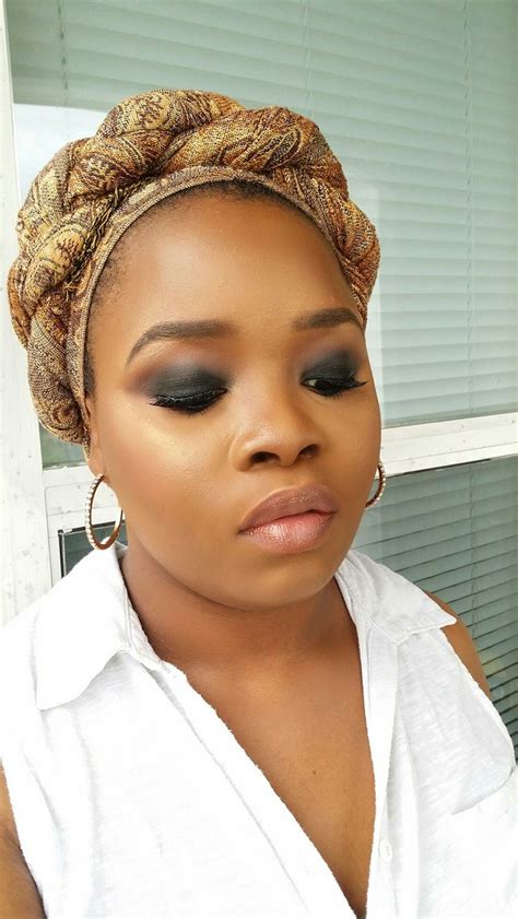 Easy Smoky Eyes Nude Lips And Head Wrap Nude Lips Smoky Eye Brown