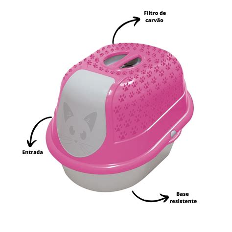 Caixa De Areia Para Gatos Fechada - Caixa de Areia Fechada Para Gatos Rosa - Furacão Pet - Ifcat ToyStore