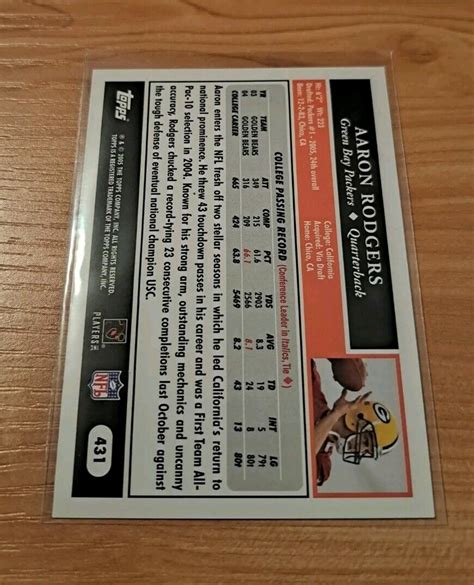 Aaron Rodgers Rookie Card 2005 Topps 431 50th Anniversary RC EBay